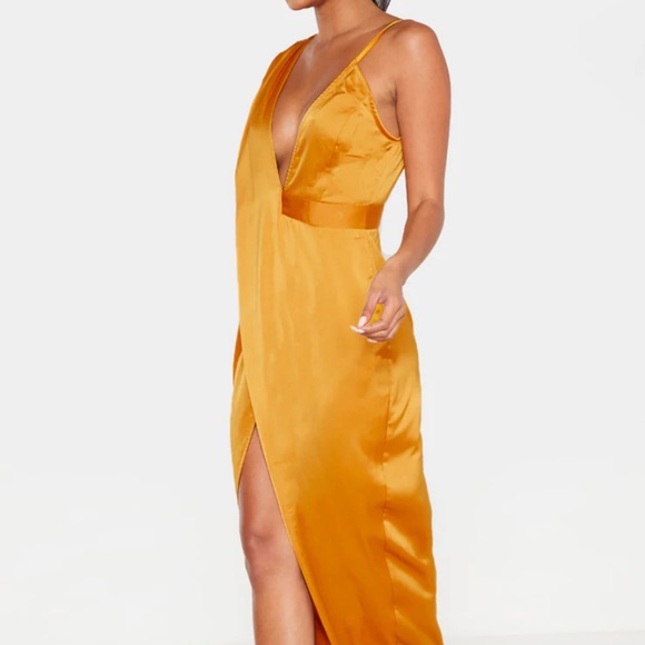 Mustard Asymmetric Drape Detail Maxi Dress - Picture 5 of 7